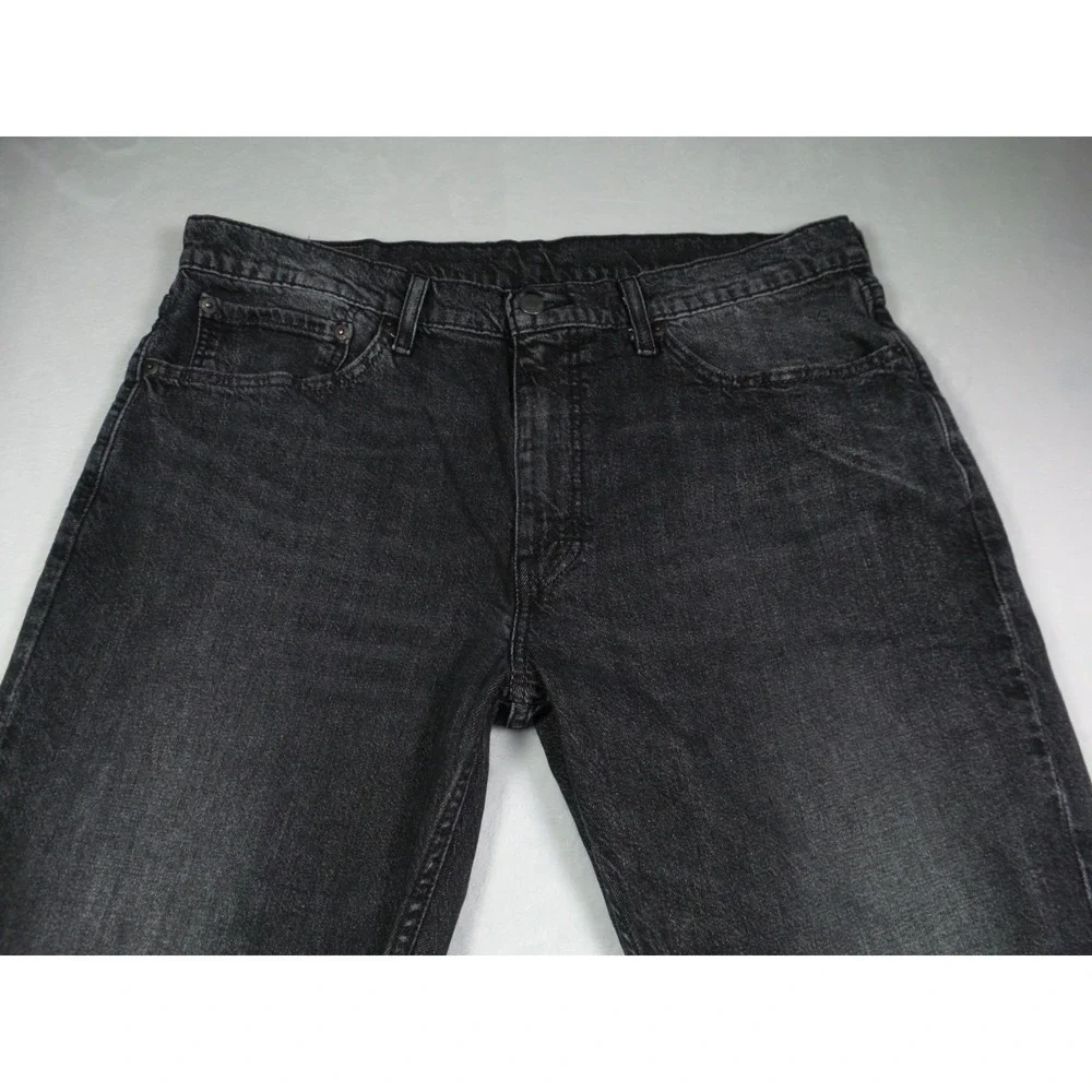 Levis 559 Jeans Mens Size 36 x 32 Gray Denim Relaxed Fit Straight Leg Raw Hem